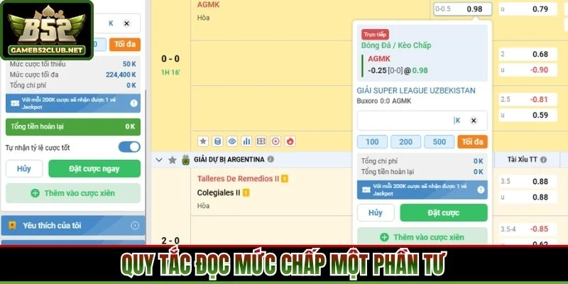 Quy tắc đọc mức chấp một phần tư